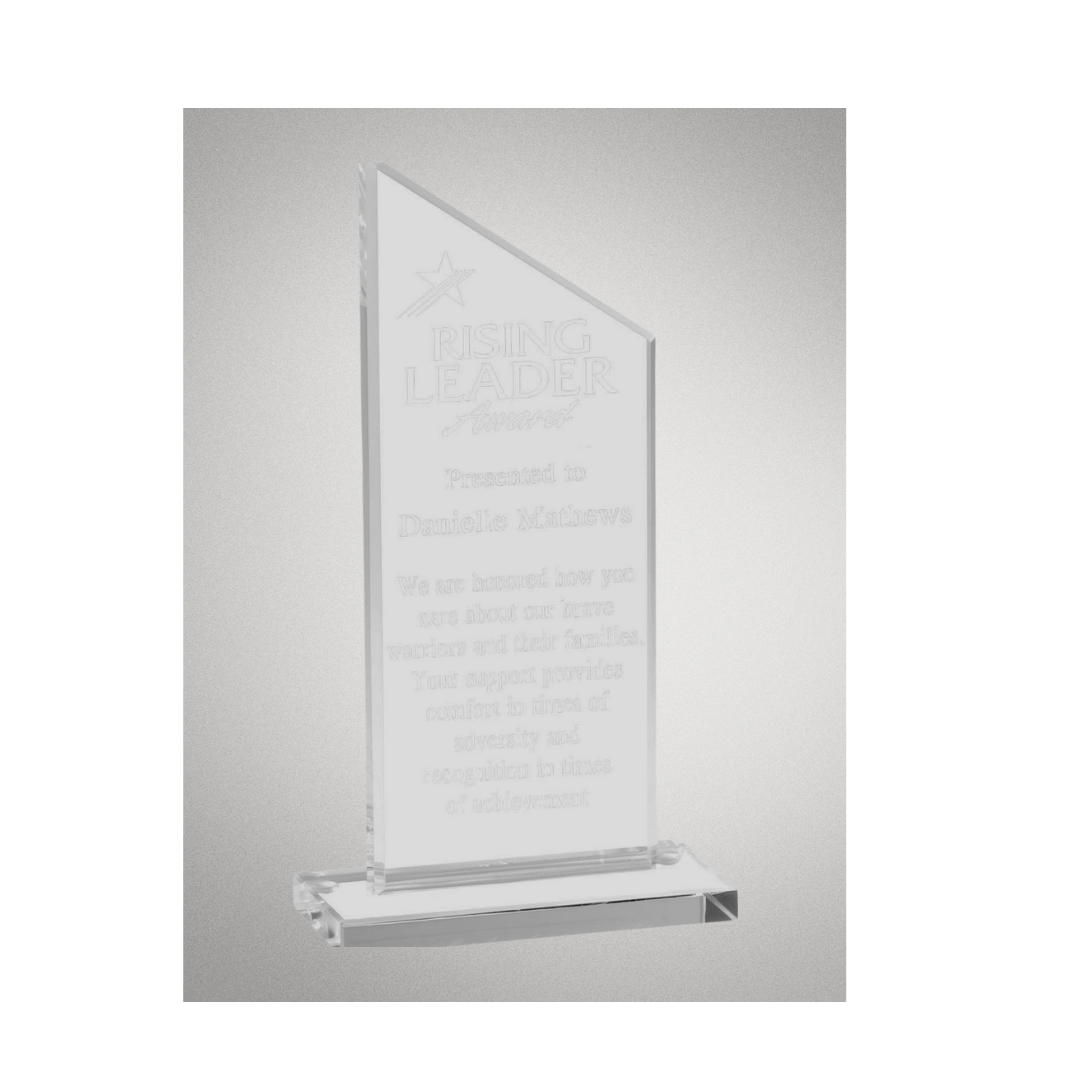 Clear Glass Straight Angle Top Award on Base