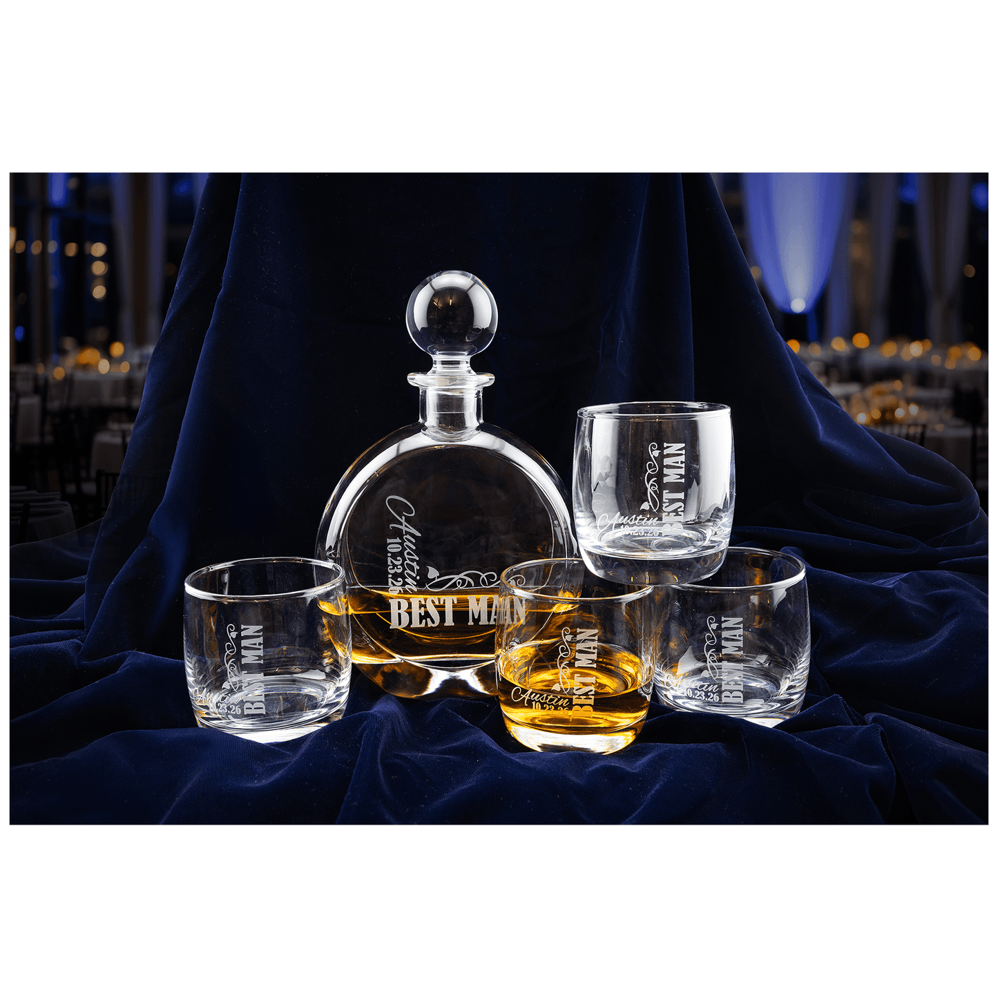 Flat Round Glass Decanter Set - 750ml