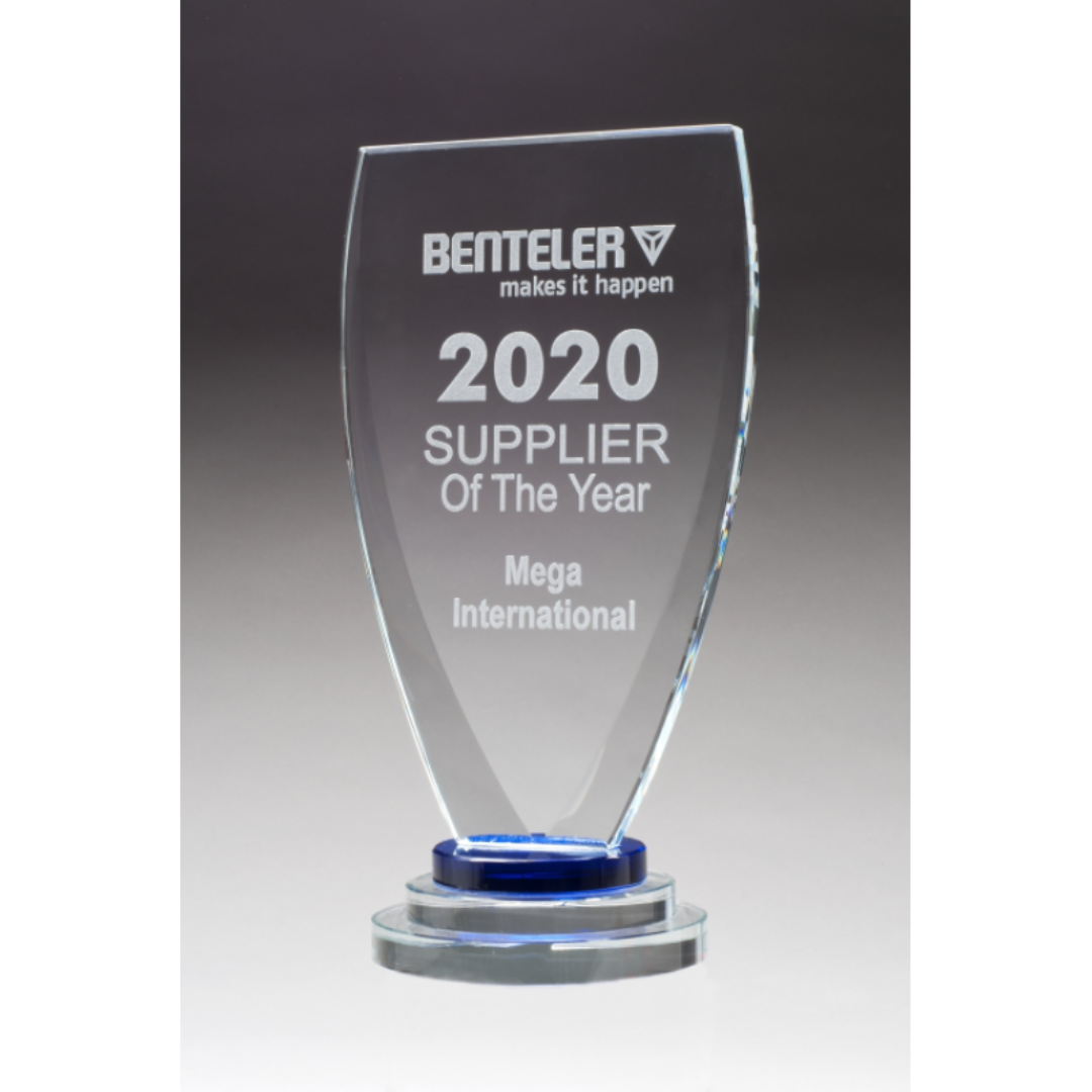 Chalice Series Glass Award with Blue Pedestal Base