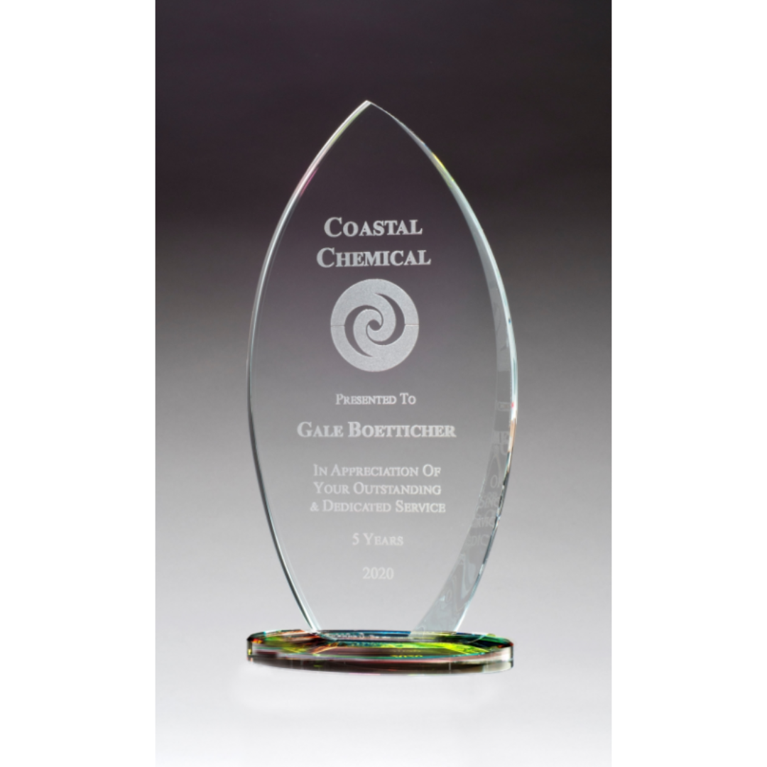 Flame Shaped Glass Award on Prism Effect Base