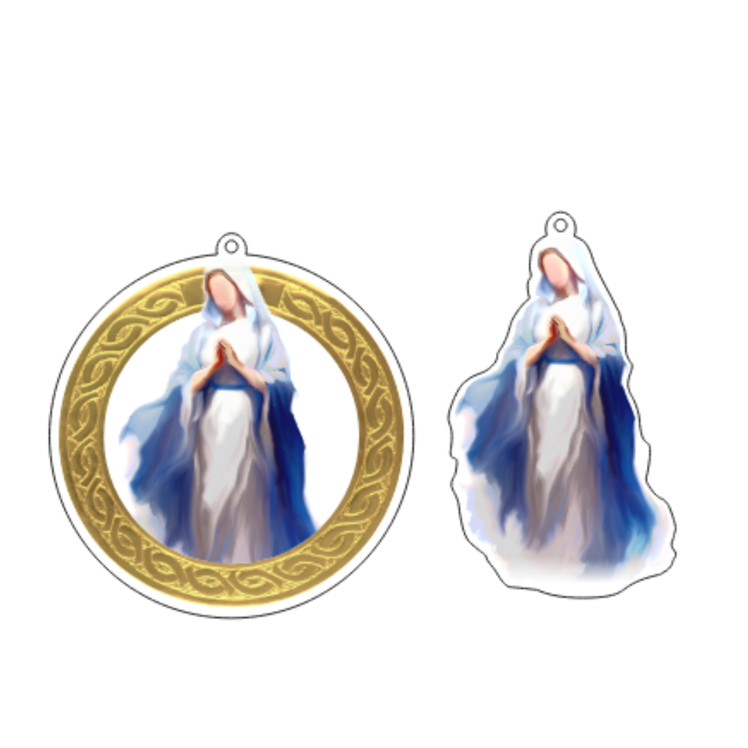 Virgin Mary Pearl Acrylic Watercolor Ornament