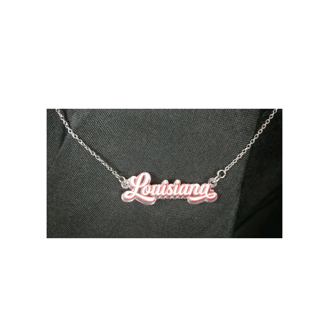 "Louisiana" Script Acrylic Necklace