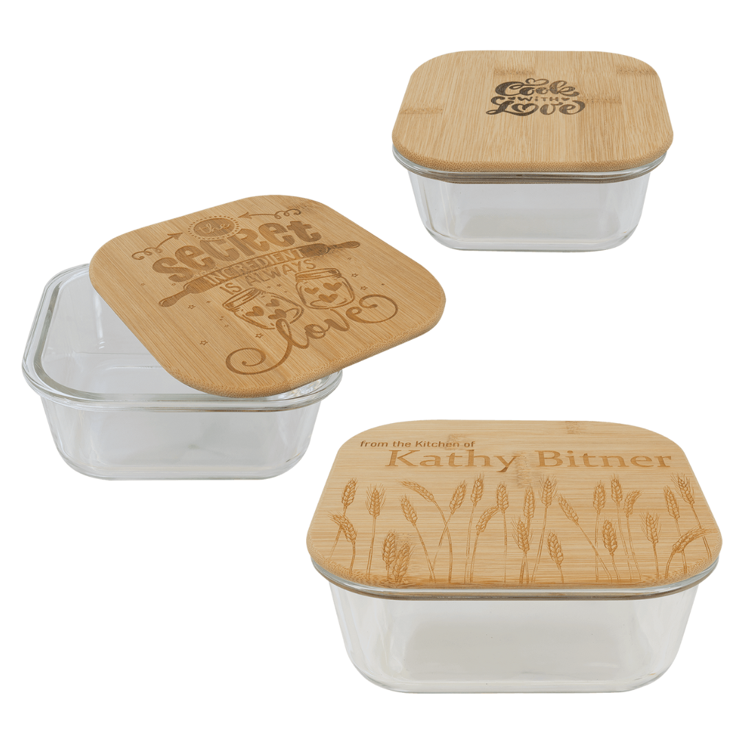 Square Glass Container with Bamboo Lid