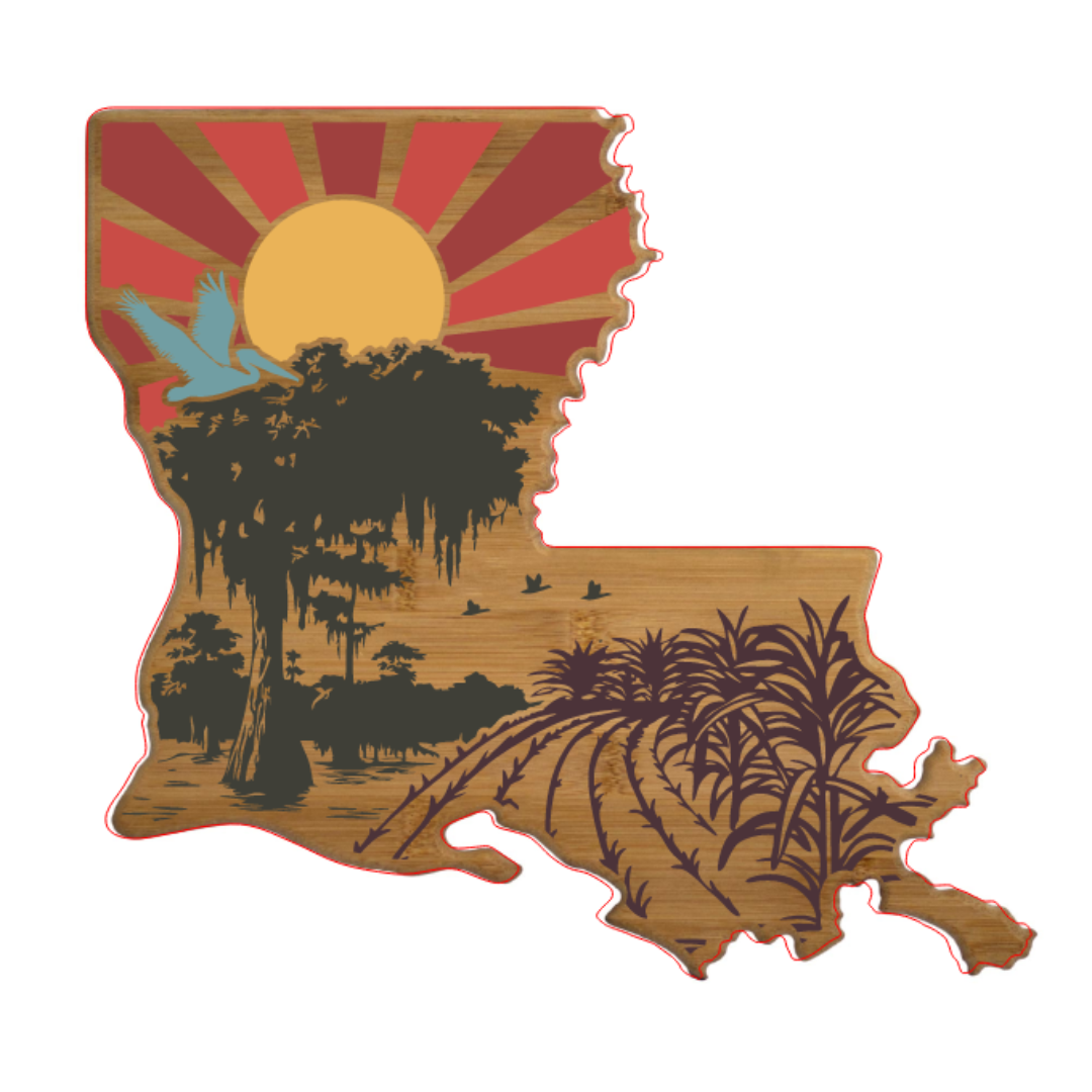 Full Color Louisiana Shaped Cutting Board