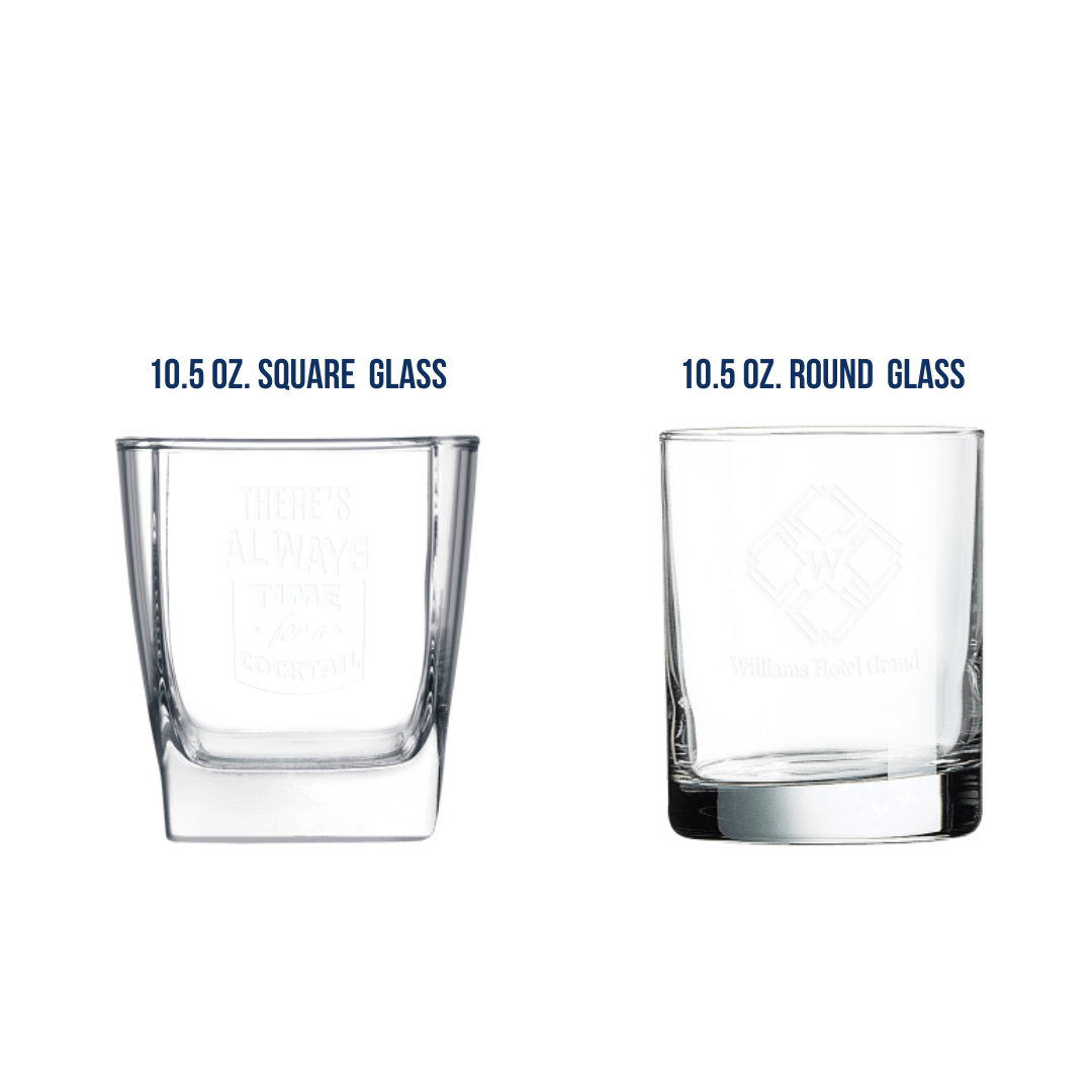 Etched Square Rocks Glass- MS NENA