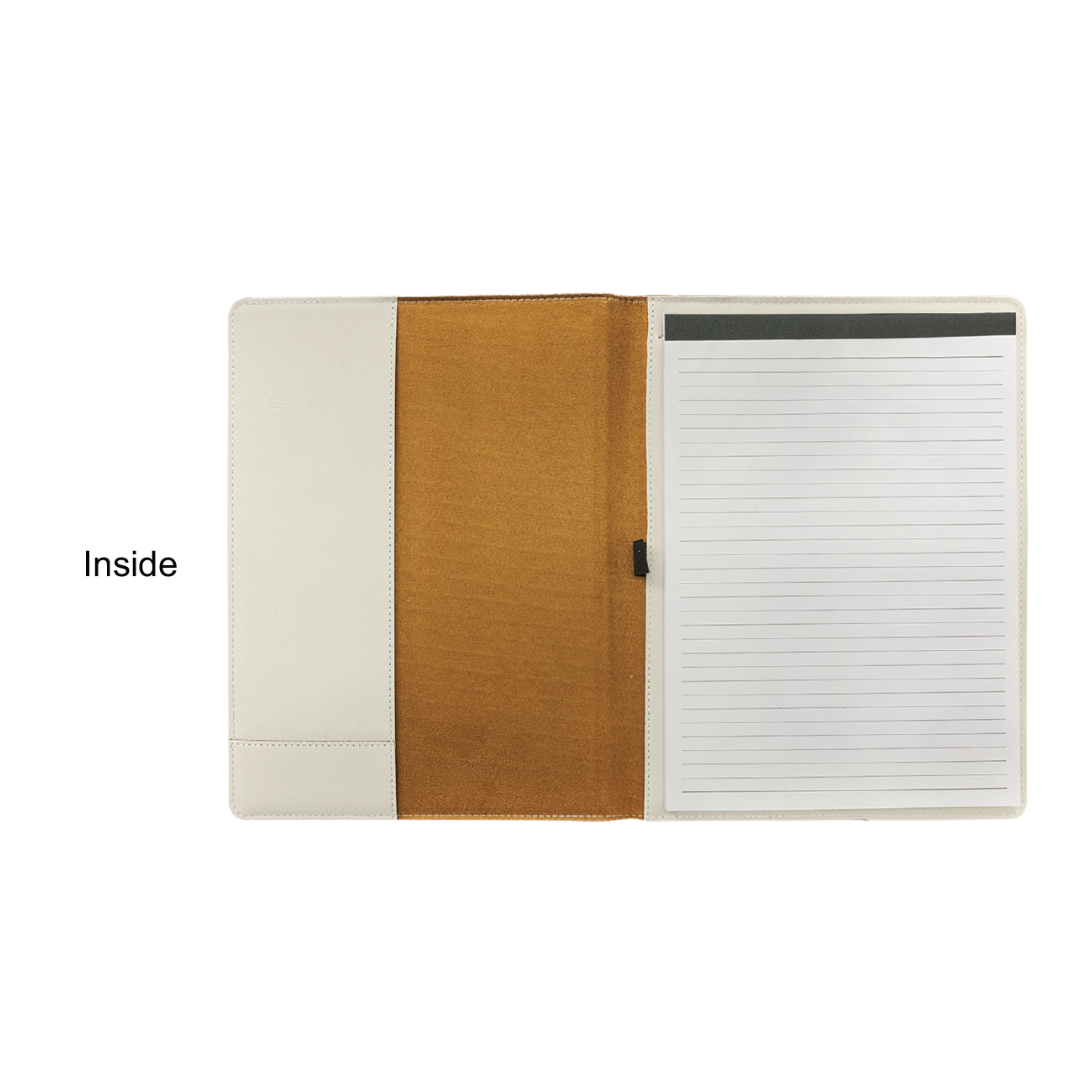 Junior League of Lafayette -9x12 White Leatherette Portfolio with JLL Icon Logo