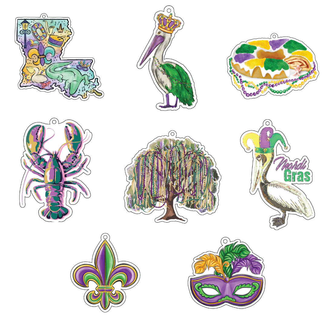 Mardi Gras Acrylic Ornament (Set of 8) Bundle