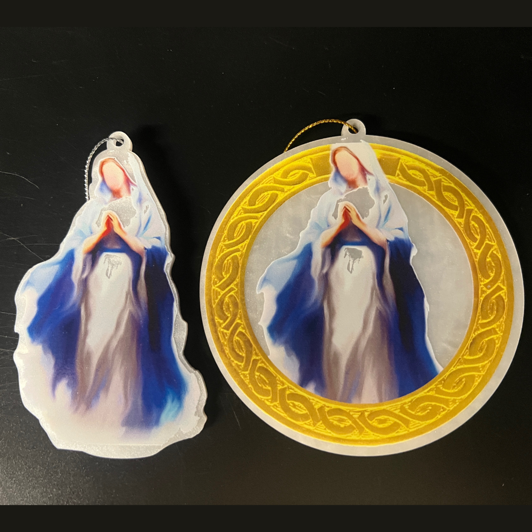 Virgin Mary Pearl Acrylic Watercolor Ornament