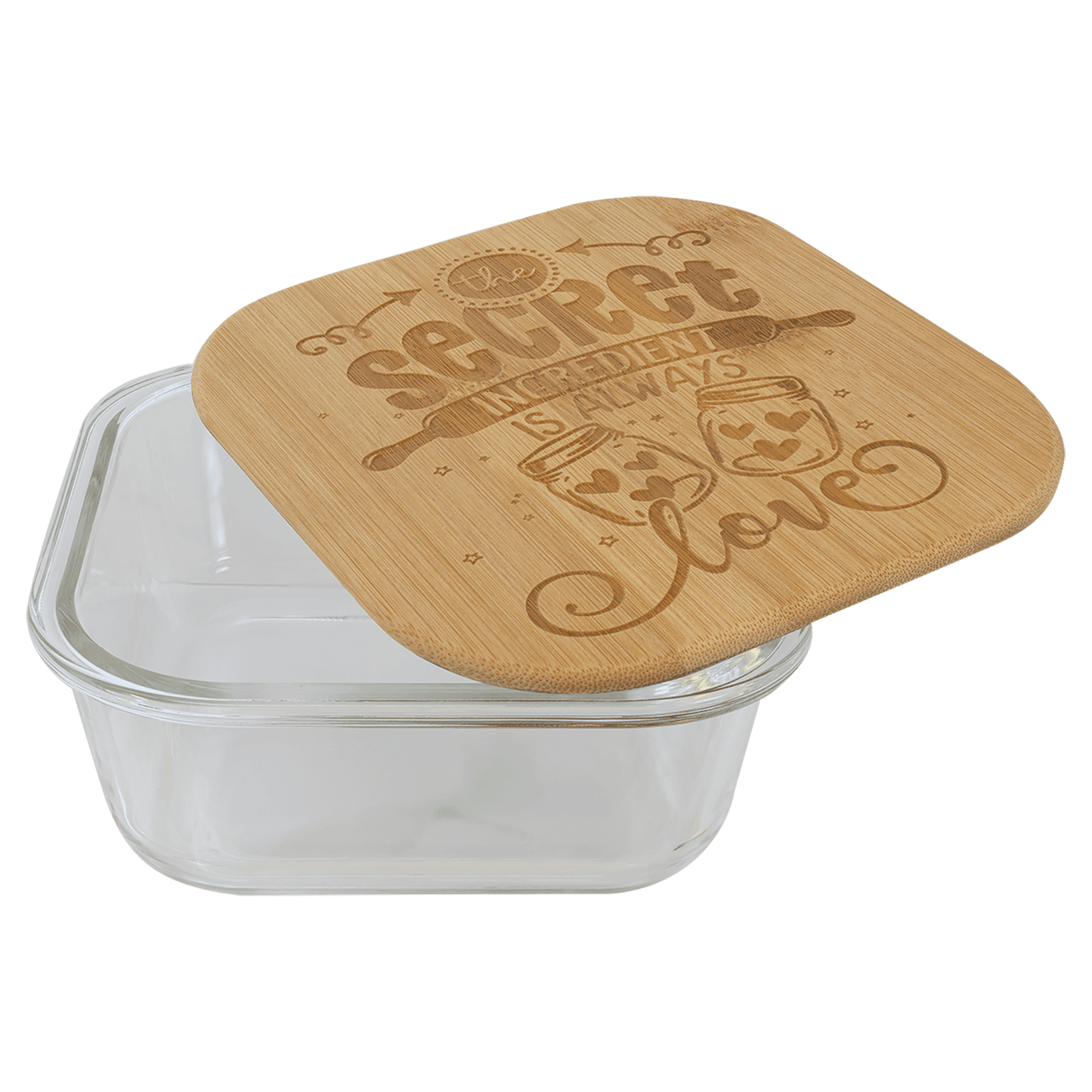 Square Glass Container with Bamboo Lid