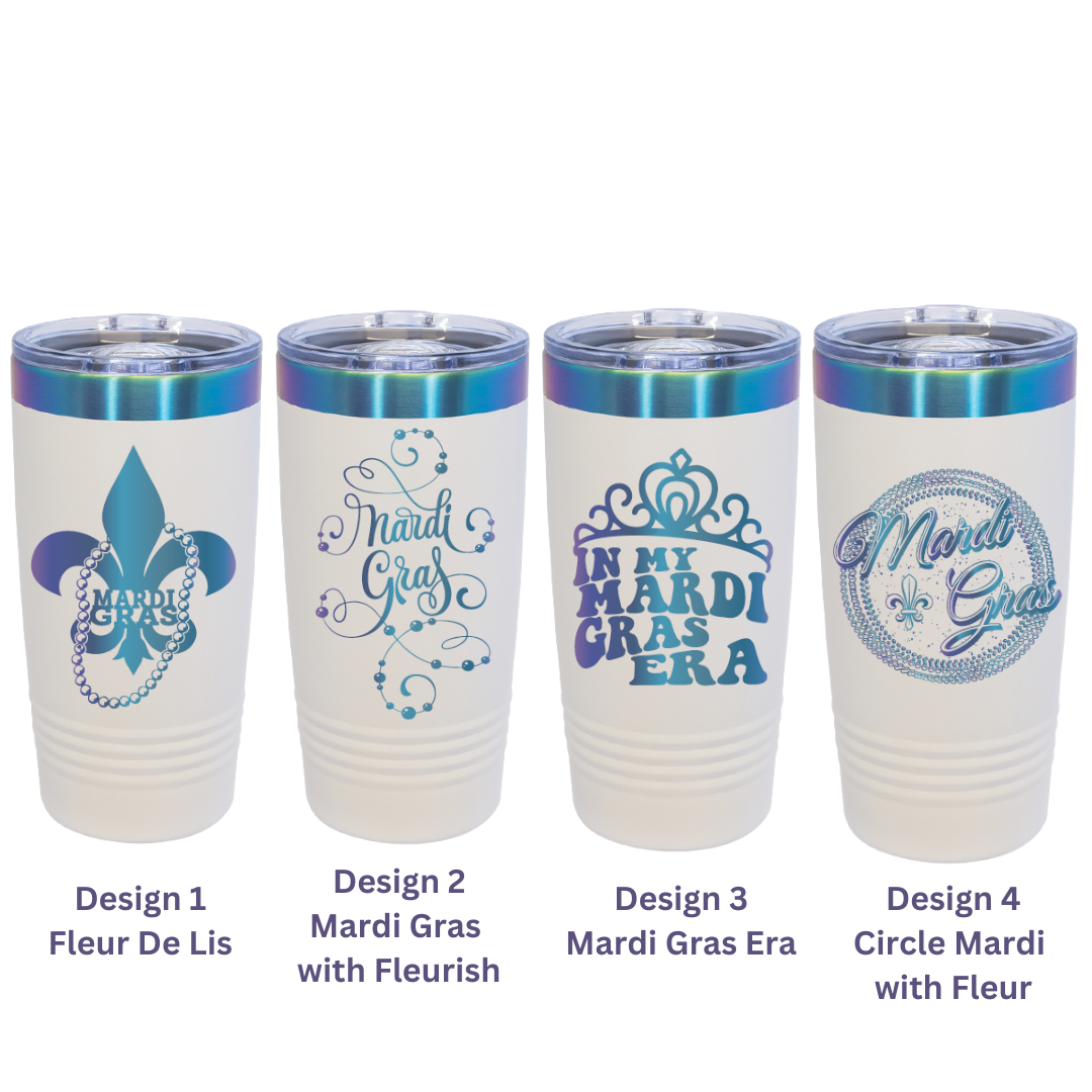 Mardi Gras Rainbow Engraved Tumblers
