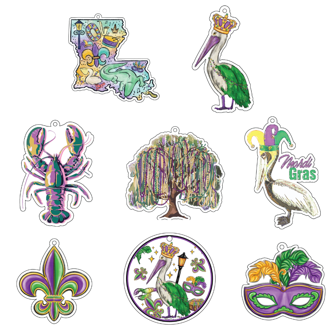 Mardi Gras Acrylic Ornament (Set of 7) Bundle