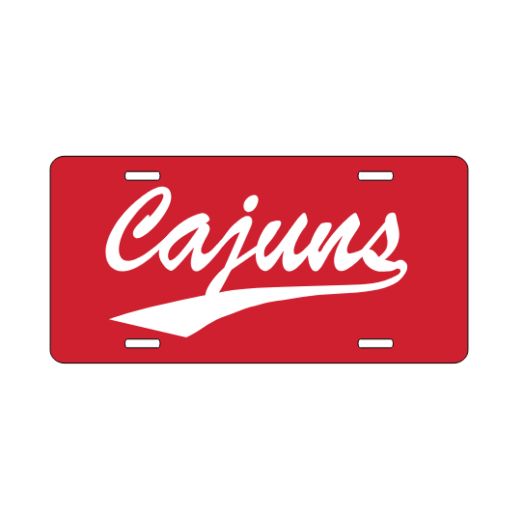 Vintage Softball Cajuns License Plate - Red
