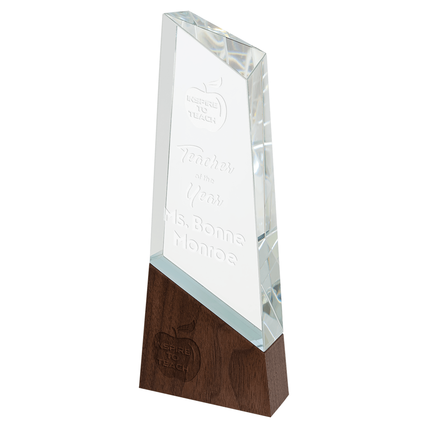 Peak Sierra Glass Award with Walnut Base