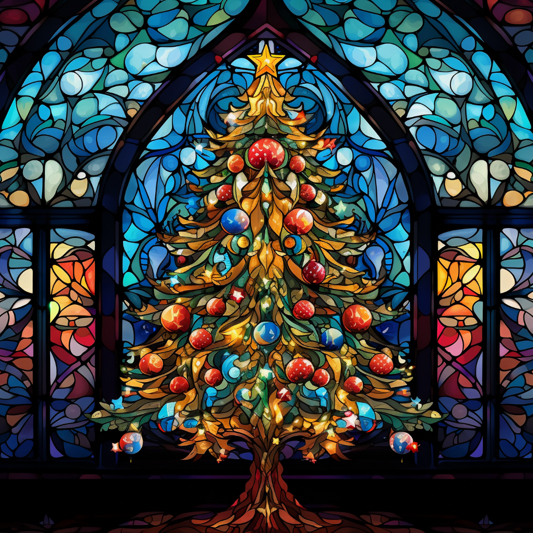 Stained Glass Christmas Tree Tumbler