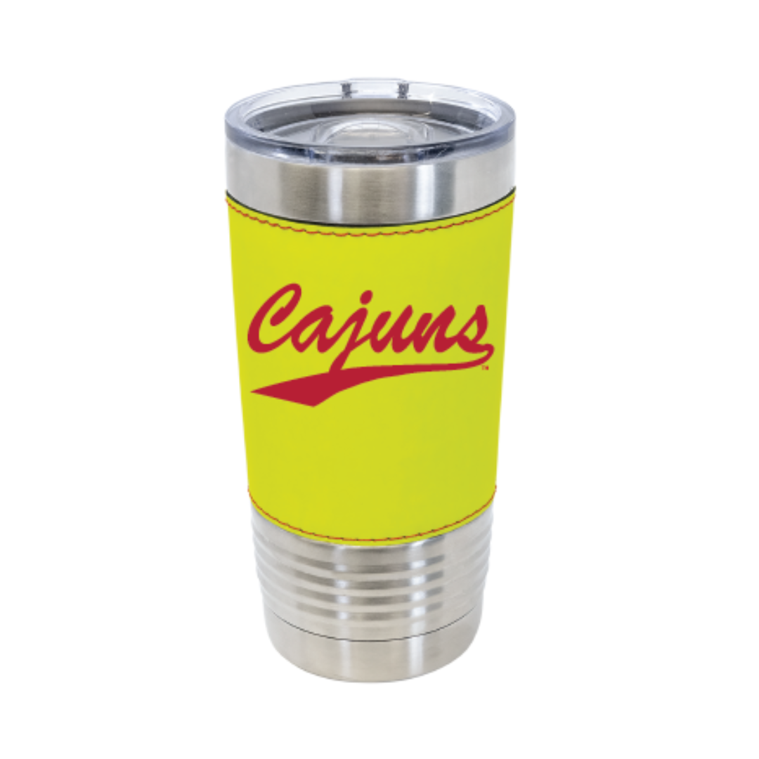 Vintage Cajuns Softball Leather 20oz Tumbler - Color Logos