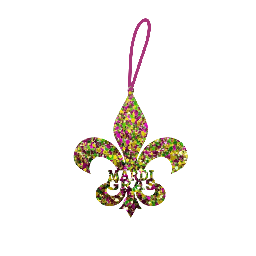 Fleur De Lis Glitter "Mardi" Acrylic Ornament