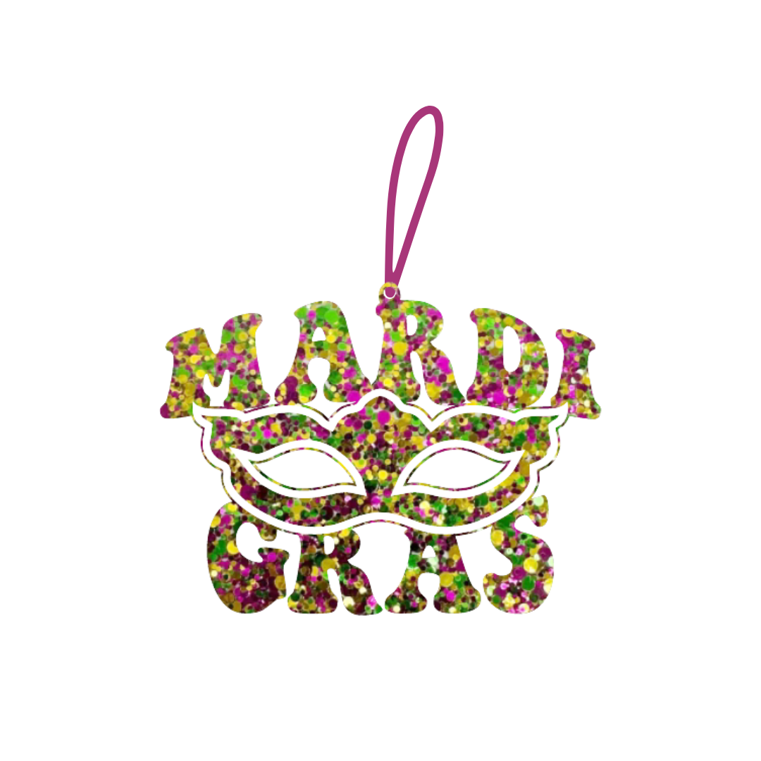Mardi Gras "Mask" Glitter Acrylic Ornament