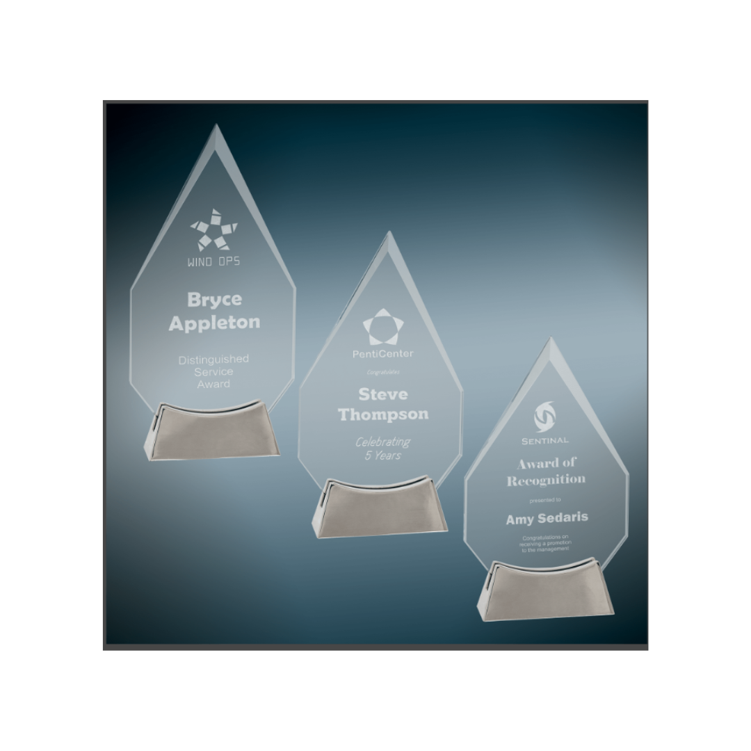 Diamond Platinum Glass with Metal Base Award