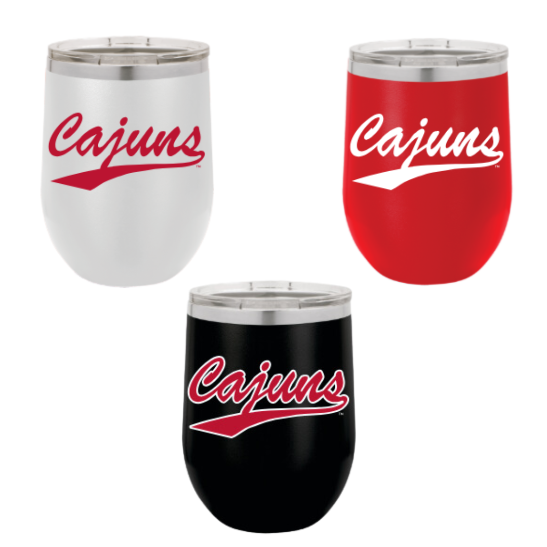 Vintage Softball Louisiana Stainless Wine Tumbler - Color Logos