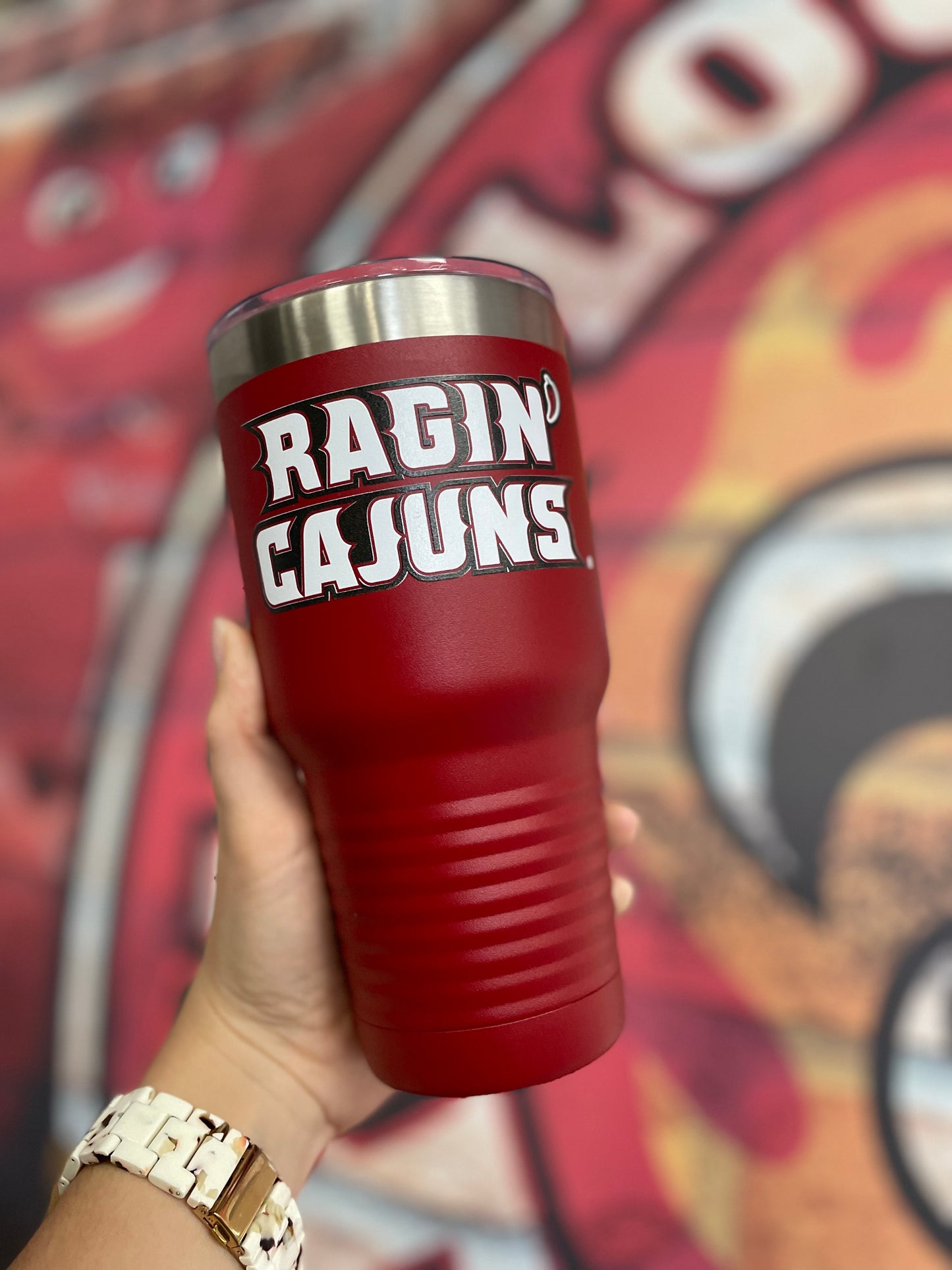 Red UL Tumbler w- Stacked Logo