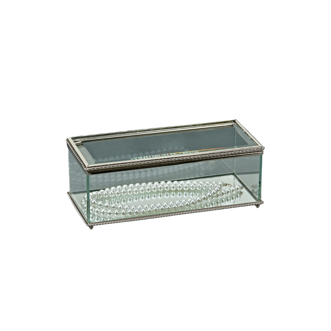 Glass Jewelry Box with Hinged Lid