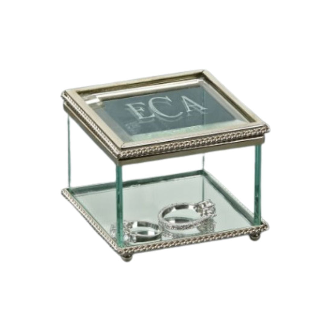Glass Jewelry Box with Hinged Lid