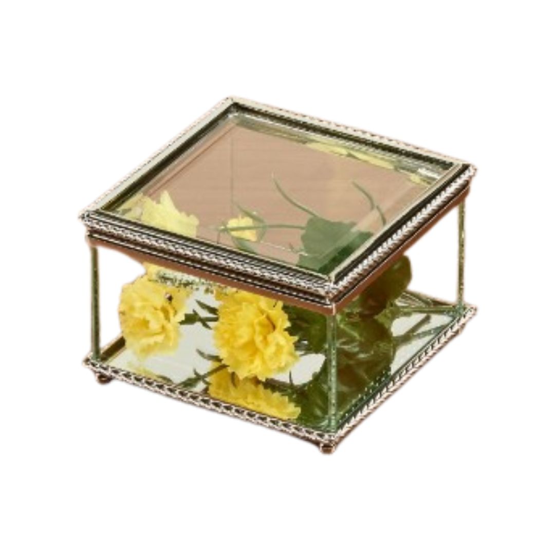 Glass Jewelry Box with Hinged Lid